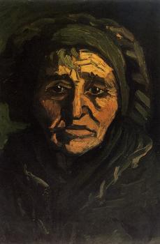 Vincent Van Gogh : Head of a Peasant Woman with Greenish Lace Cap
